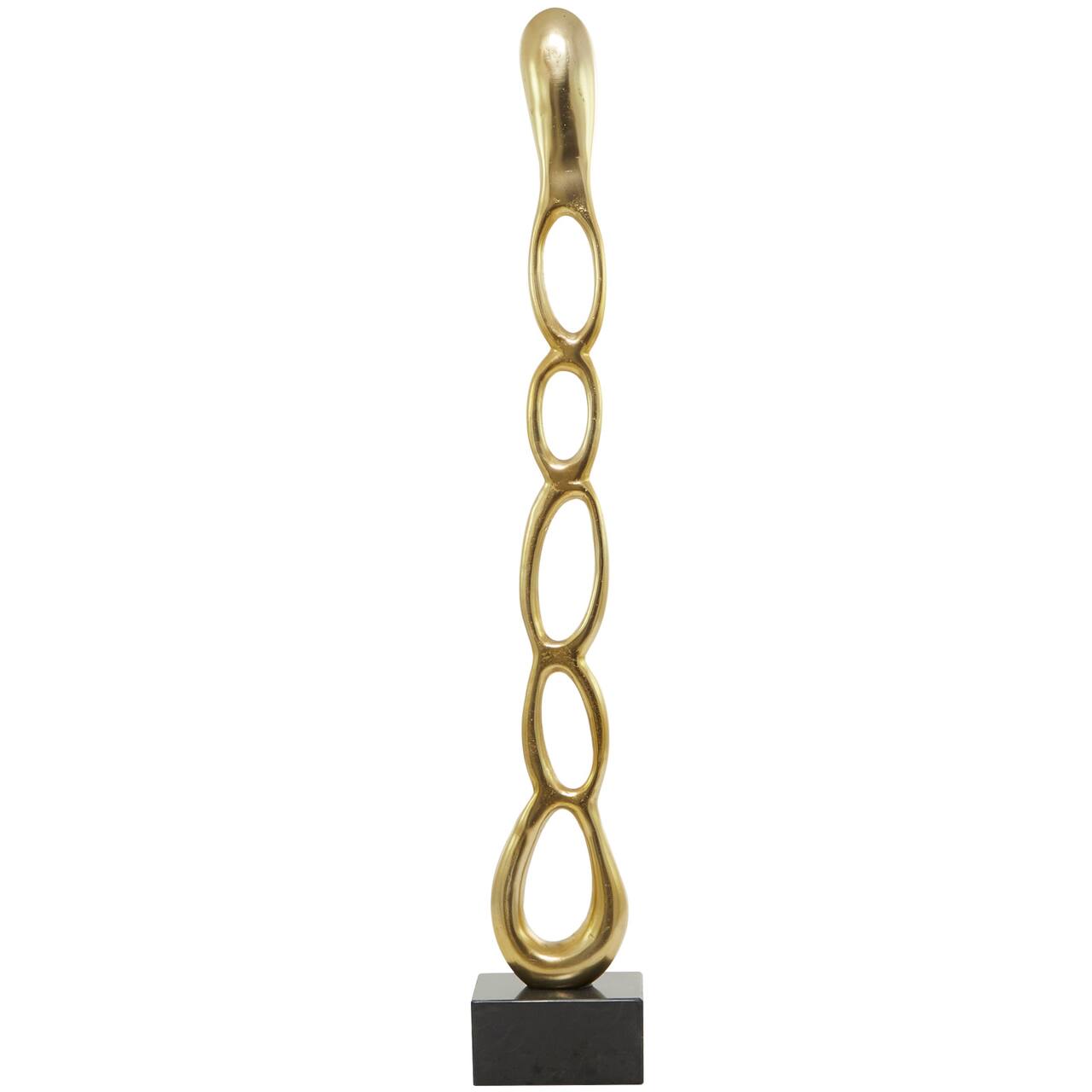 51" Aluminum Tall Linked Floor Abstract Sculpture with Black Base